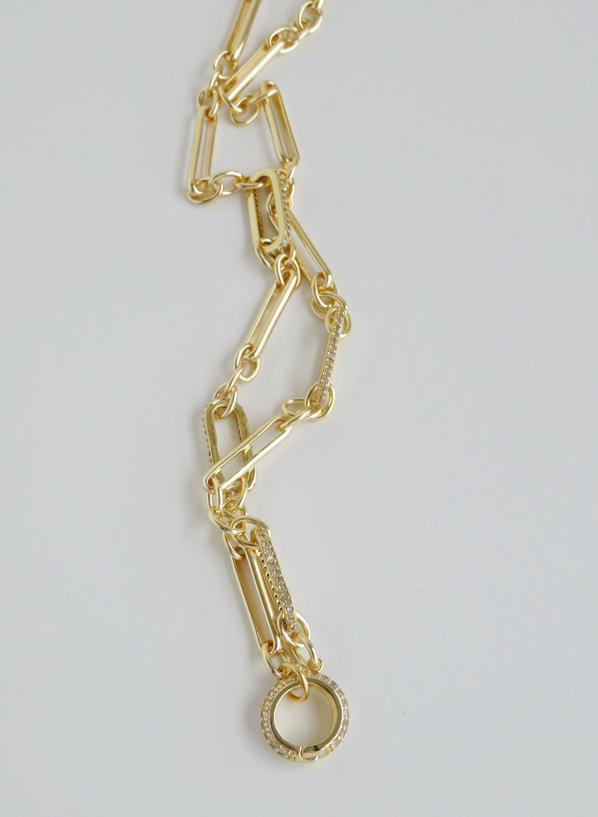 Diamond Figaro Charm Holder Necklace - Clicker Clasp - add charms