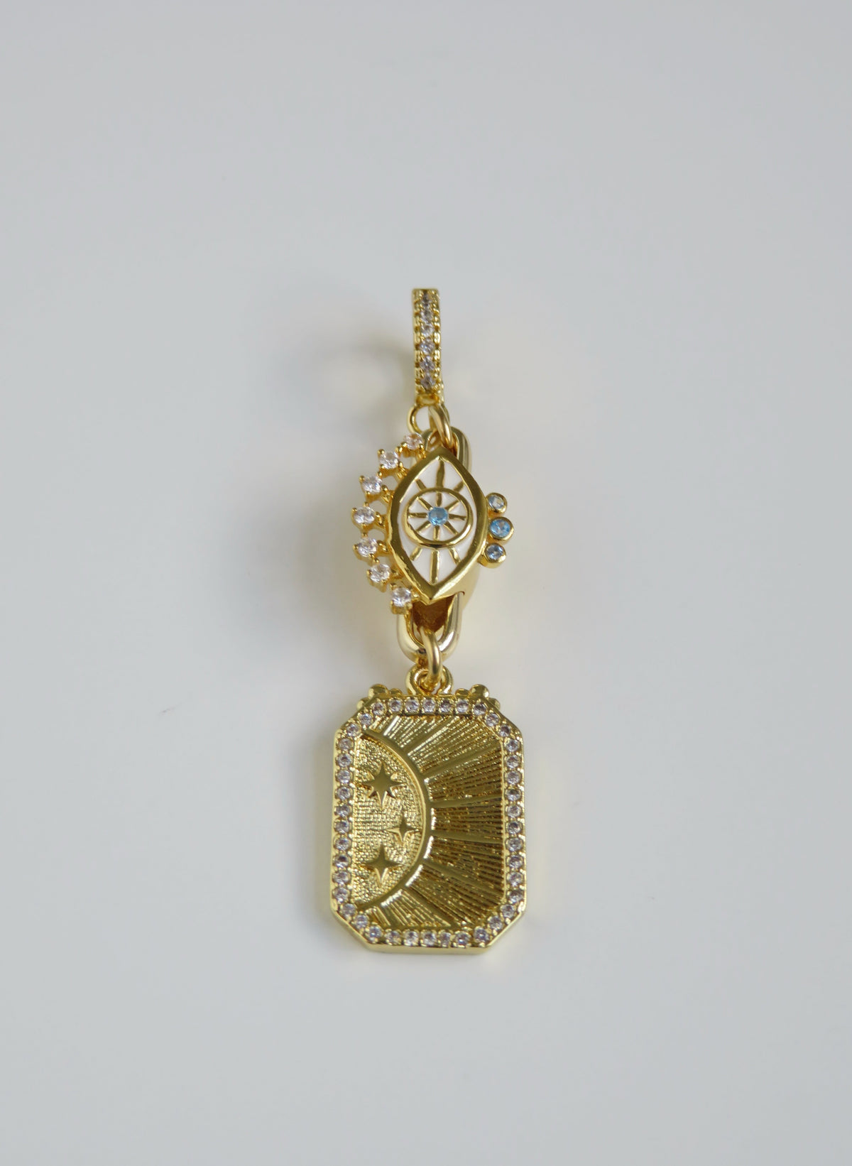 Evil Eye & Sun Hinged Clasp Lariat Chain - Figaro Link