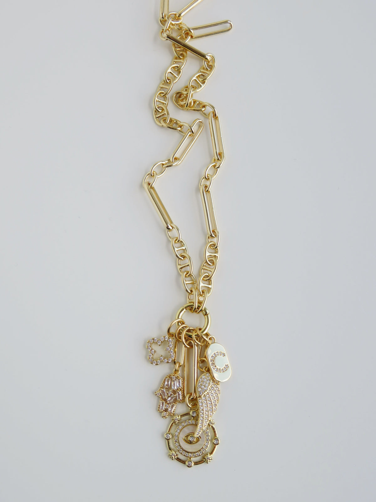 Love & Divine Guidance Charm Cluster Necklace - Sanxenxo Link
