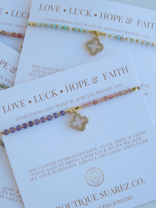 Love. Luck. Hope. Faith - Kira Clover Bracelet