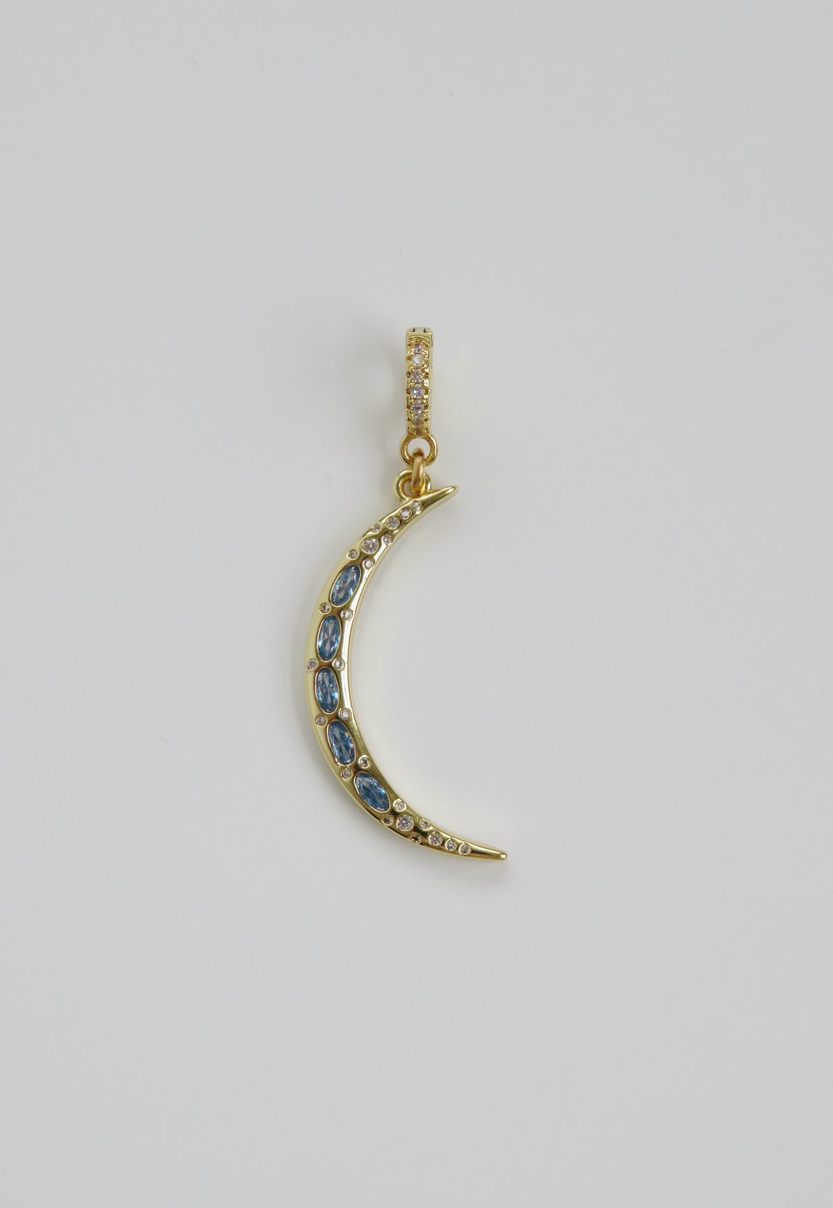 Sky Blue Crescent Moon Charm on Clasp