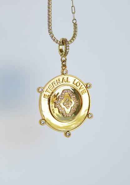 Eternal Love Hinged Clasp Medallion - 14k Gold Plated - trademark design