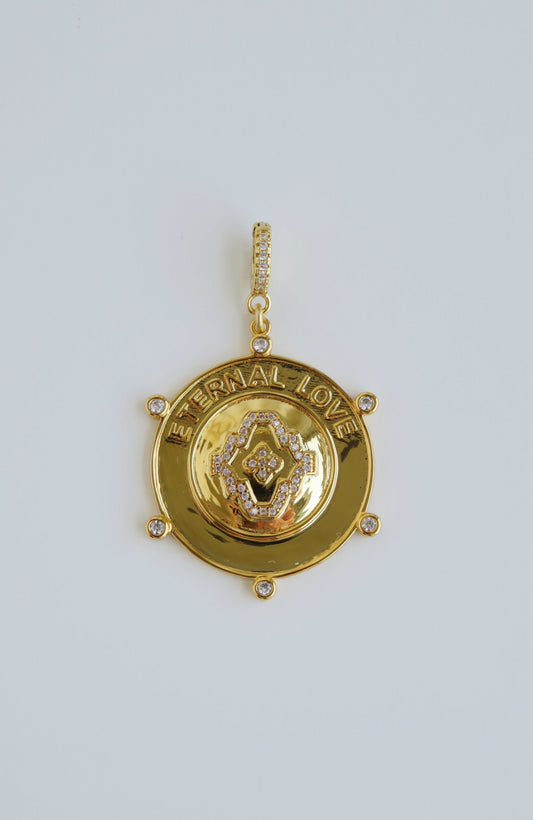 Eternal Love Hinged Clasp Medallion - 14k Gold Plated - trademark design