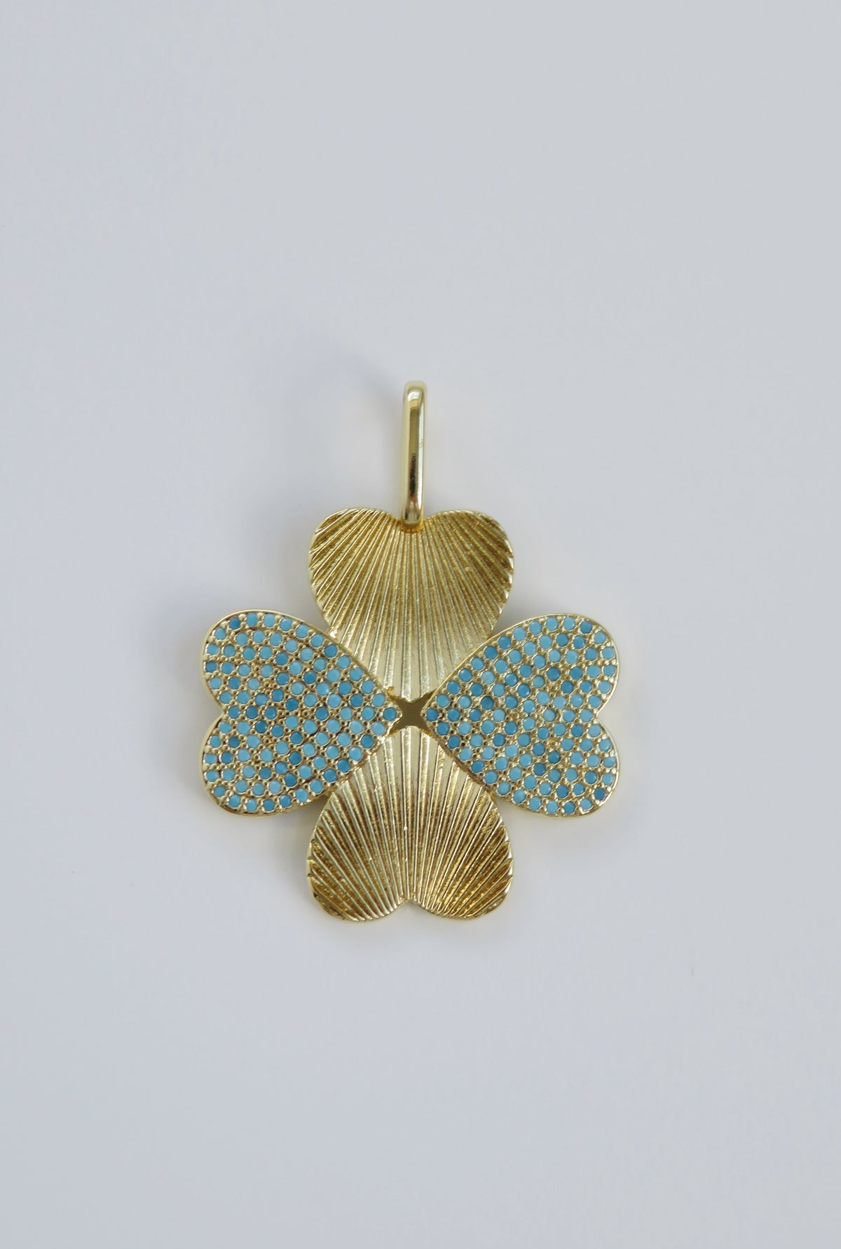 Turquoise Diamond Heart Clover Charm