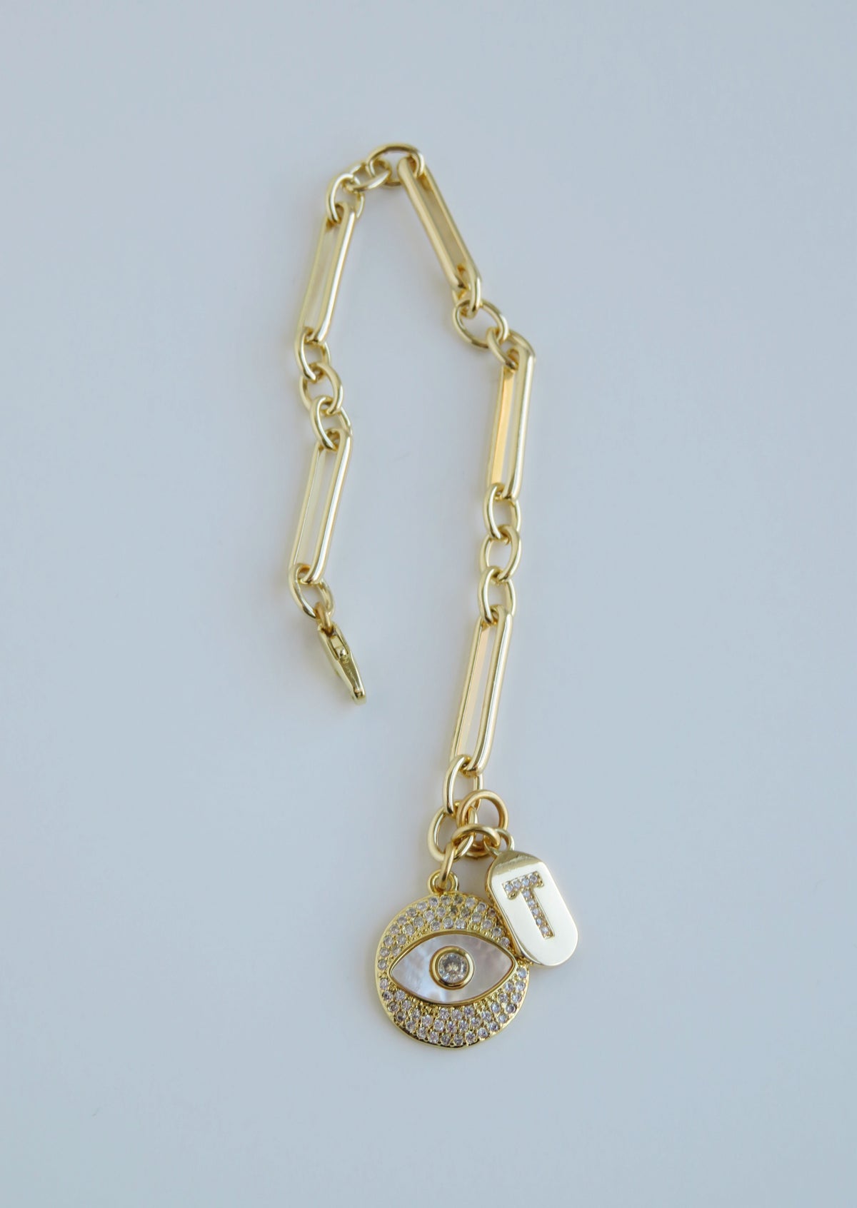 Perla Evil Eye & Initial Bracelet