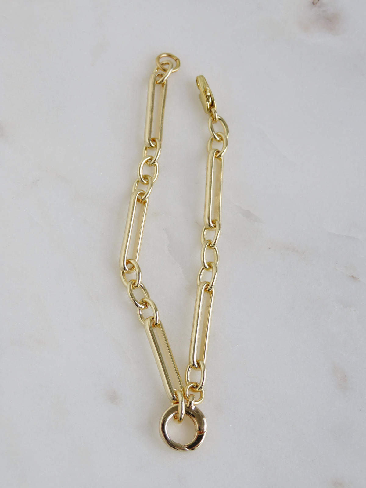 Figaro Charm Holder Bracelet - Push In Clasp - add charms