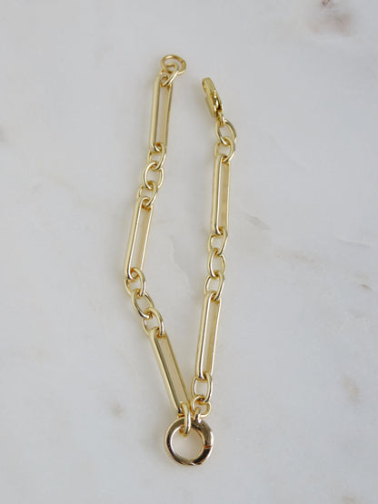Figaro Charm Holder Bracelet - Push In Clasp - add charms