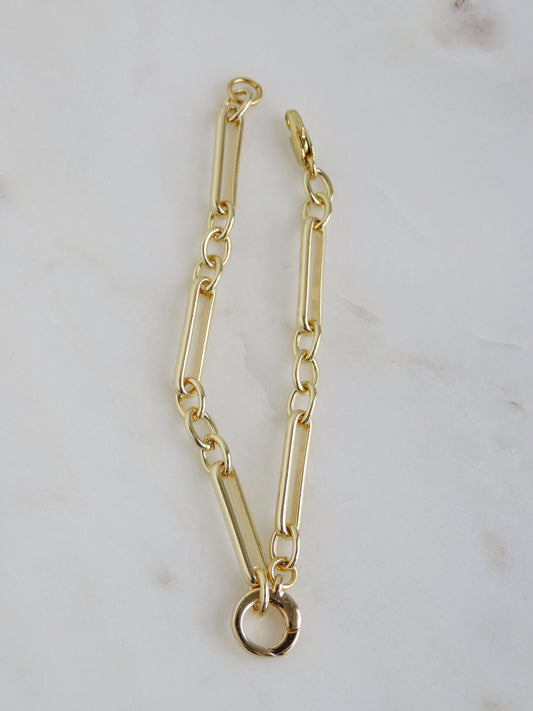 Figaro Charm Holder Bracelet - Push In Clasp - add charms