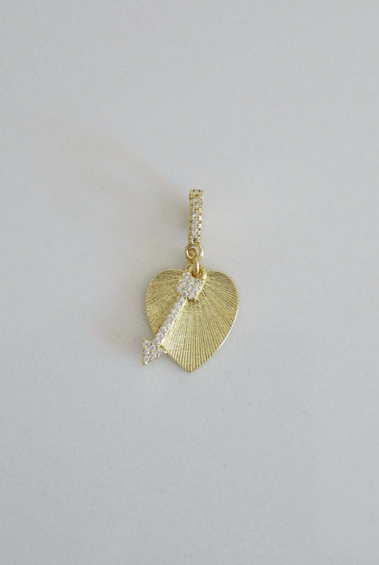 Golden Heart with Diamond Arrow Pendant on Clasp
