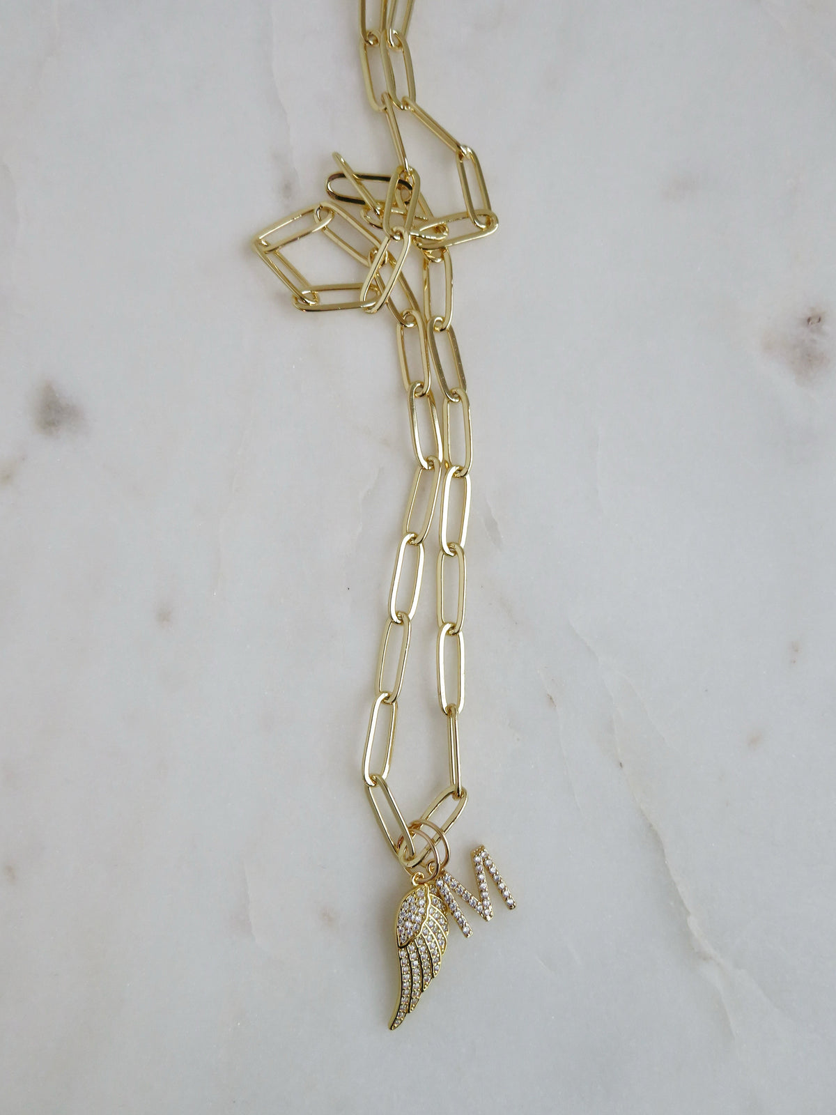 Divine Guidance Angel Wing Initial Necklace