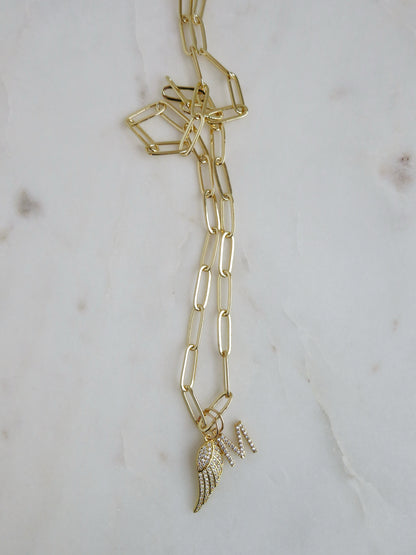 Divine Guidance Angel Wing Initial Necklace