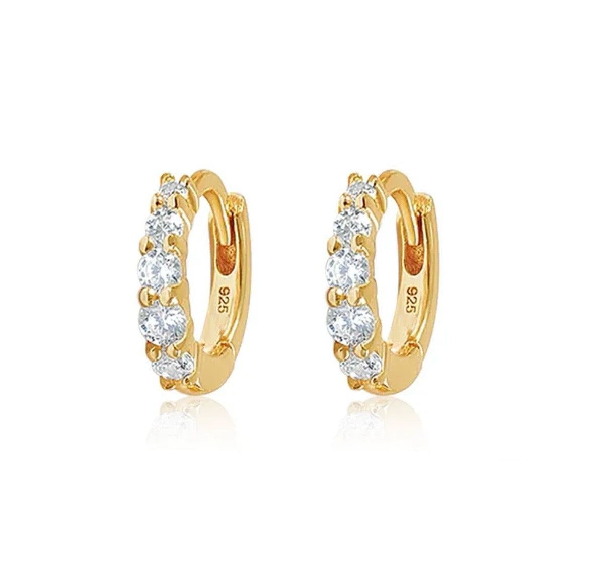 Petite Stacked Diamond Hoops - Sterling Silver