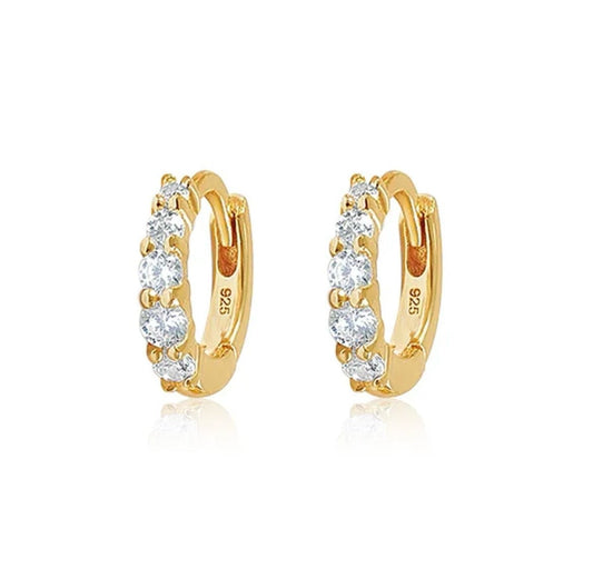 Petite Stacked Diamond Hoops - Sterling Silver