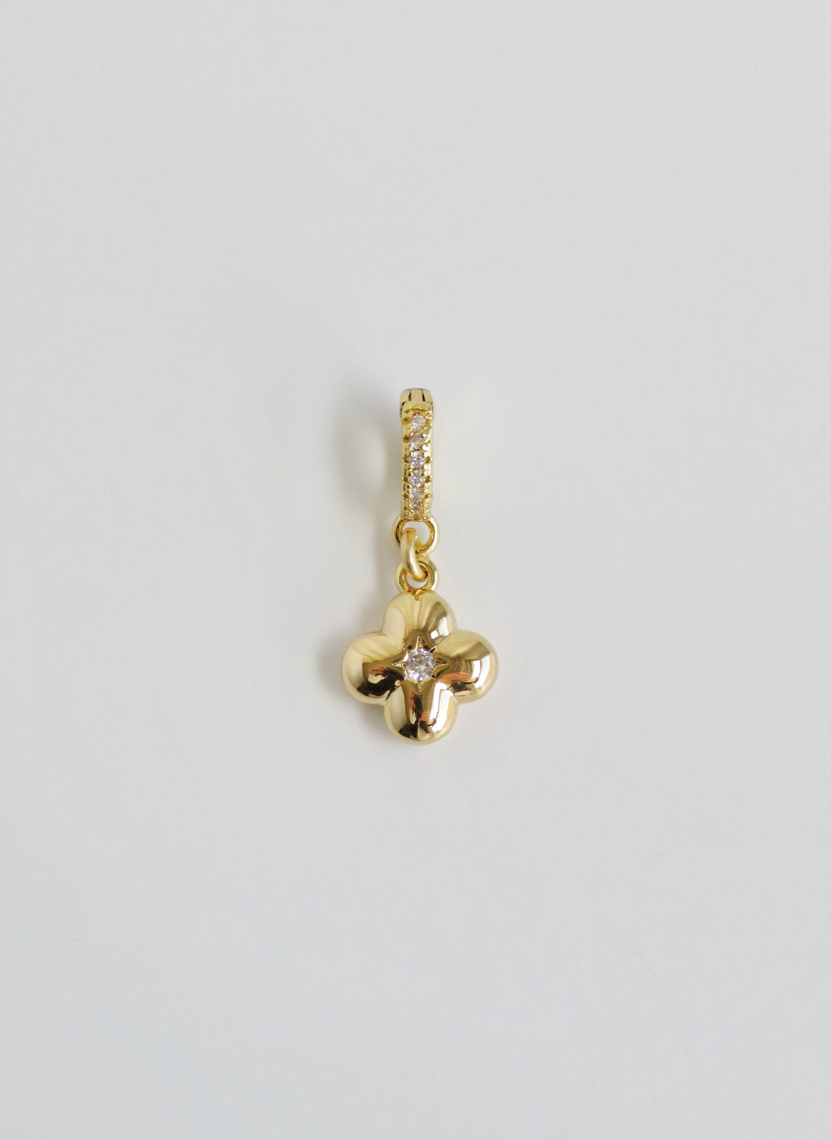 Petite Puffed Clover Charm on Diamond Clasp