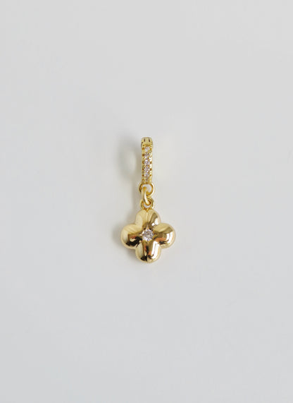Petite Puffed Clover Charm on Diamond Clasp