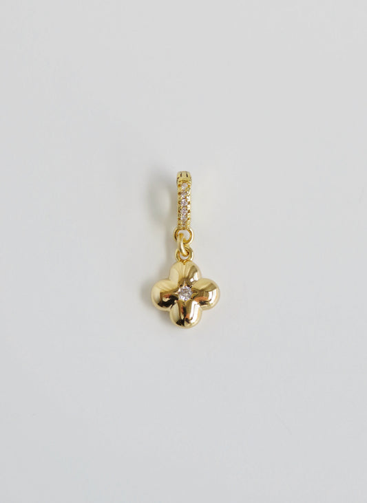 Petite Puffed Clover Charm on Diamond Clasp