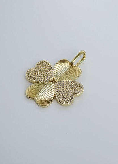 Diamond Heart Clover Charm