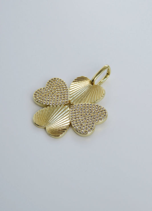 Diamond Heart Clover Charm