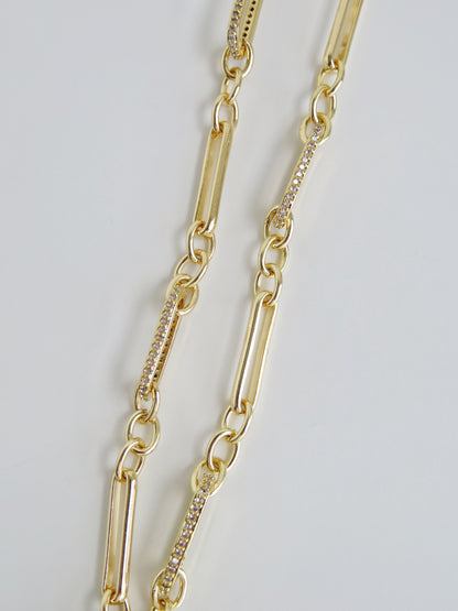 Diamond Figaro Charm Holder Necklace - Clicker Clasp - add charms