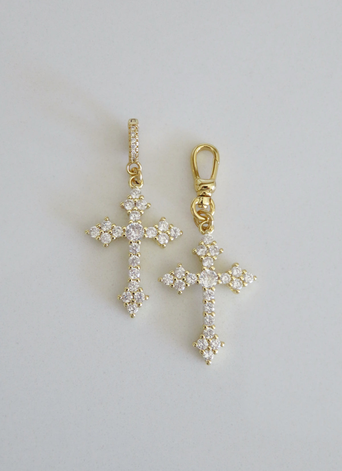 Diamond Holy Cross Charm on Hinged Clasp