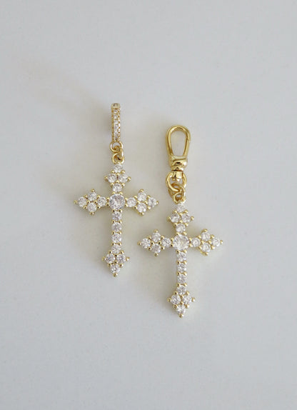 Diamond Holy Cross Charm on Hinged Clasp