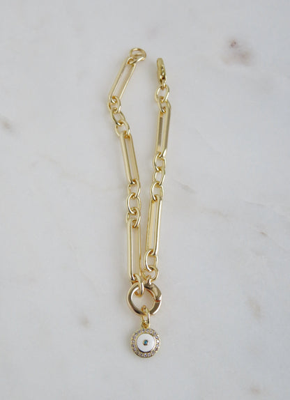 Figaro Charm Holder Bracelet - Push In Clasp - add charms