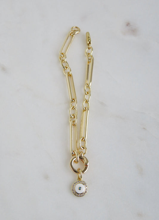 Figaro Charm Holder Bracelet - Push In Clasp - add charms
