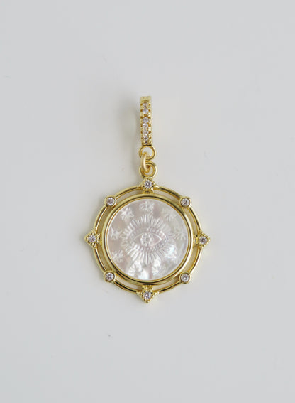 Celestial Perla Evil Eye Medallion with Hinged Clasp