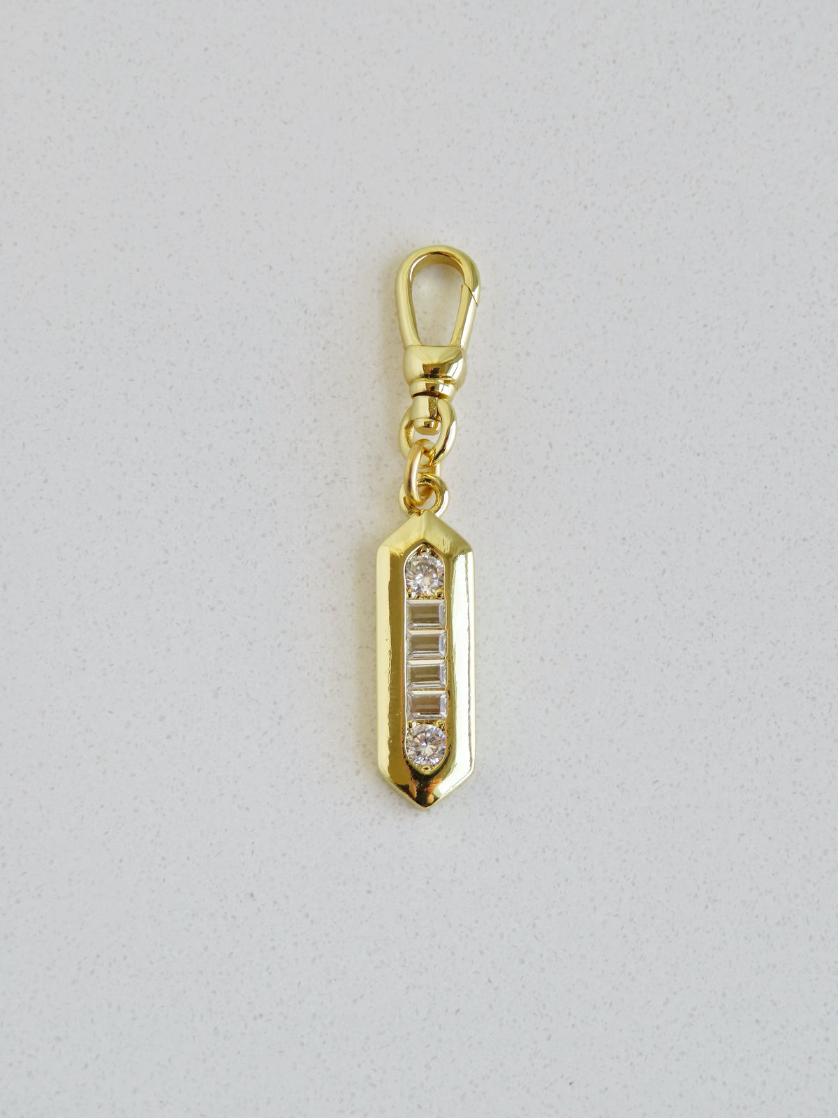 Baguette Diamond Tag Pendant with Swivel Clasp