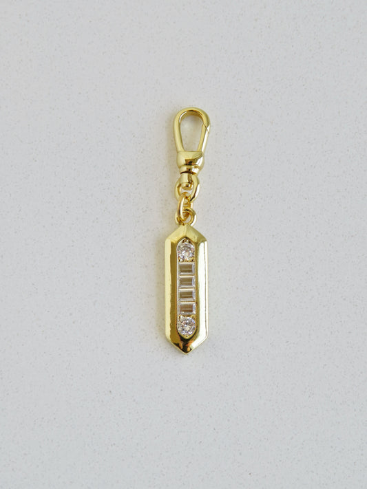 Baguette Diamond Tag Pendant with Swivel Clasp