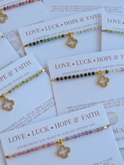 Love. Luck. Hope. Faith - Kira Clover Bracelet