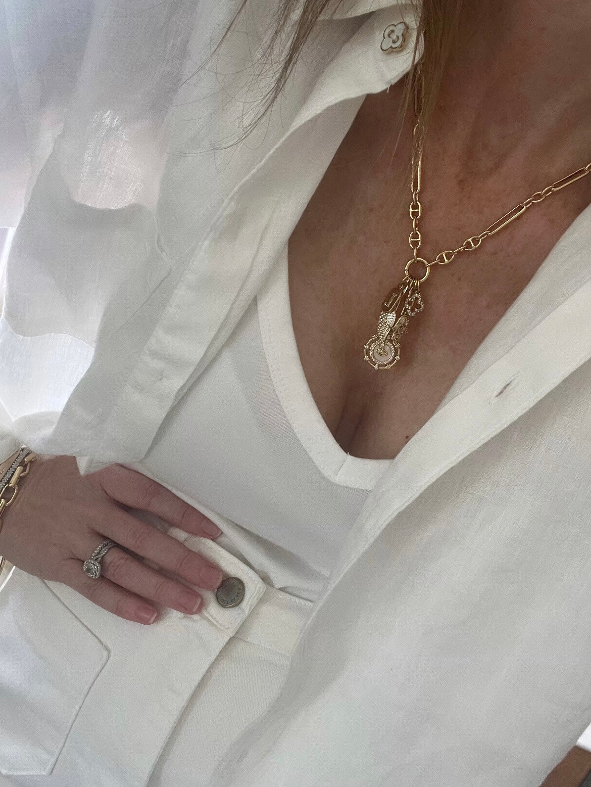 Love & Divine Guidance Charm Cluster Necklace - Sanxenxo Link