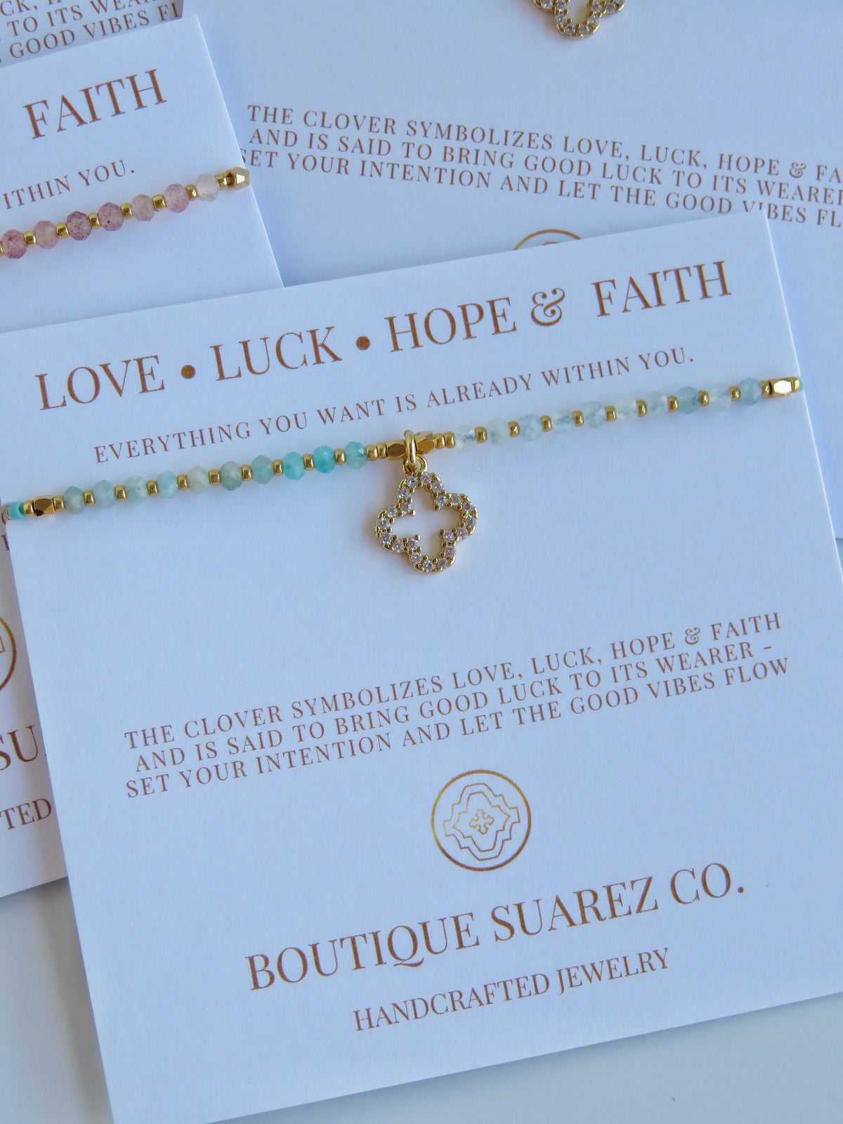 Love. Luck. Hope. Faith - Kira Clover Bracelet