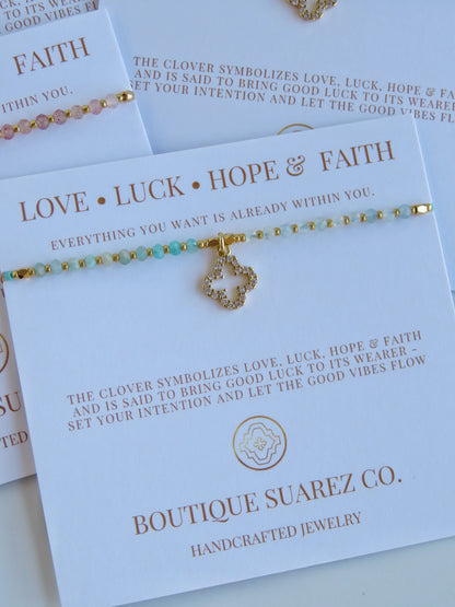 Love. Luck. Hope. Faith - Kira Clover Bracelet
