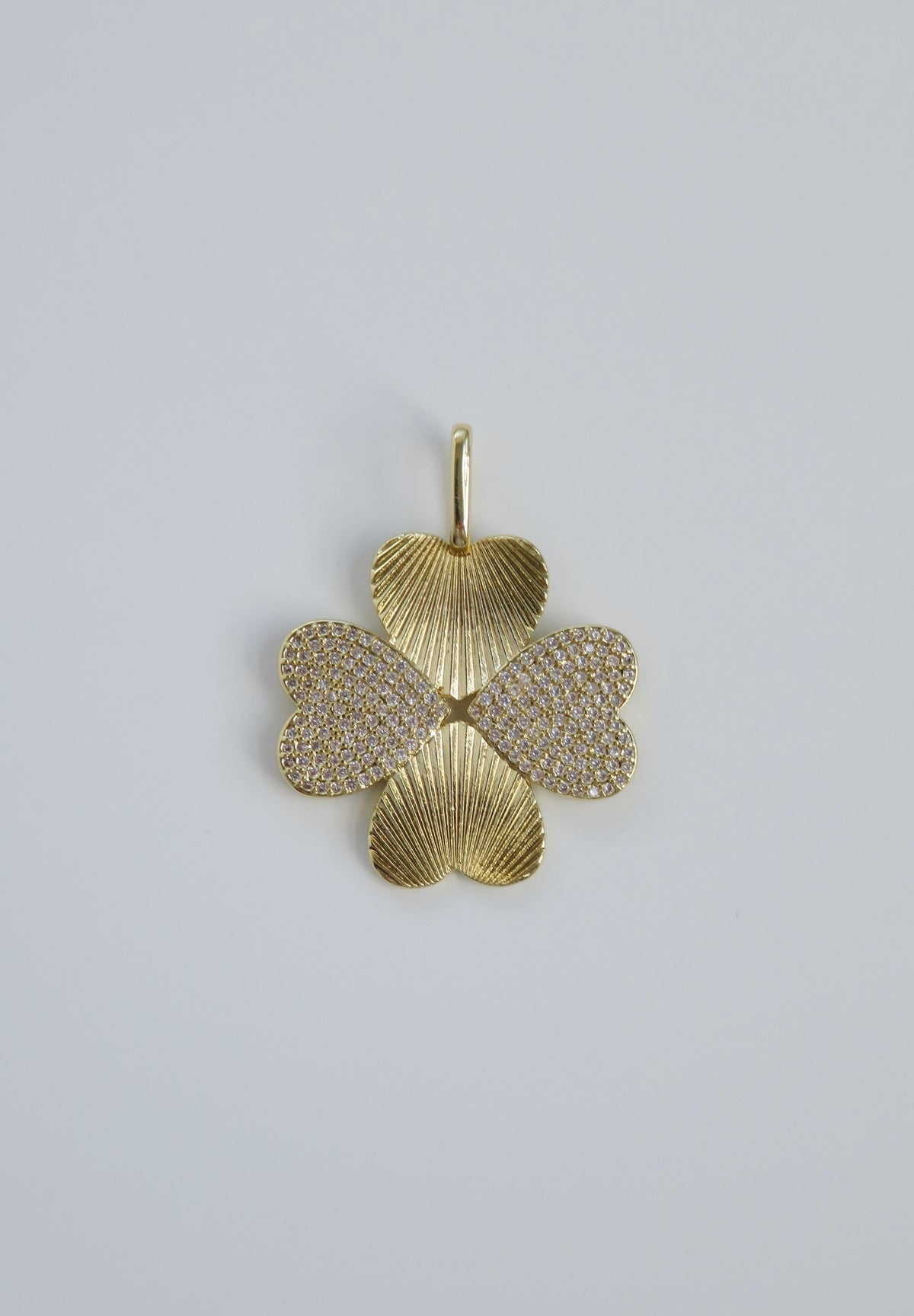 Diamond Heart Clover Charm