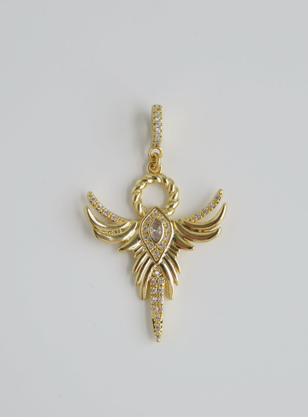 Phoenix Angel Charm on Diamond Clasp