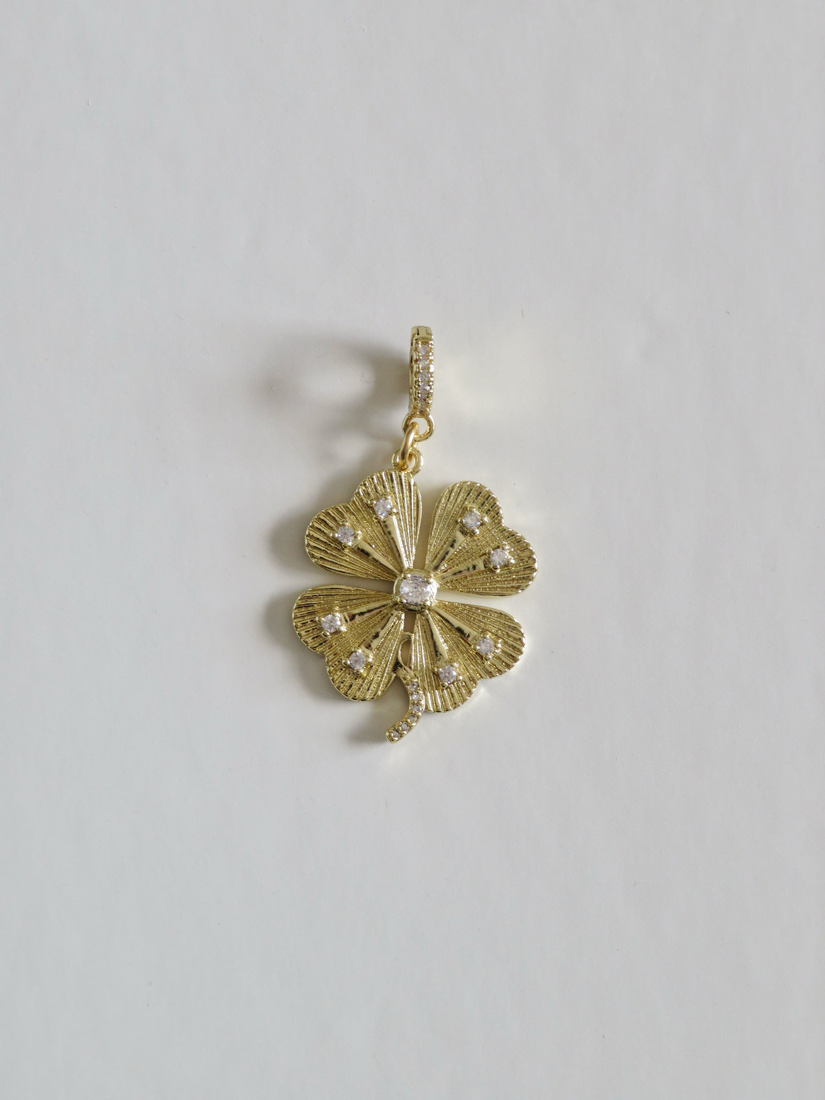 Diamond Clover Charm on Diamond Hinged Clasp