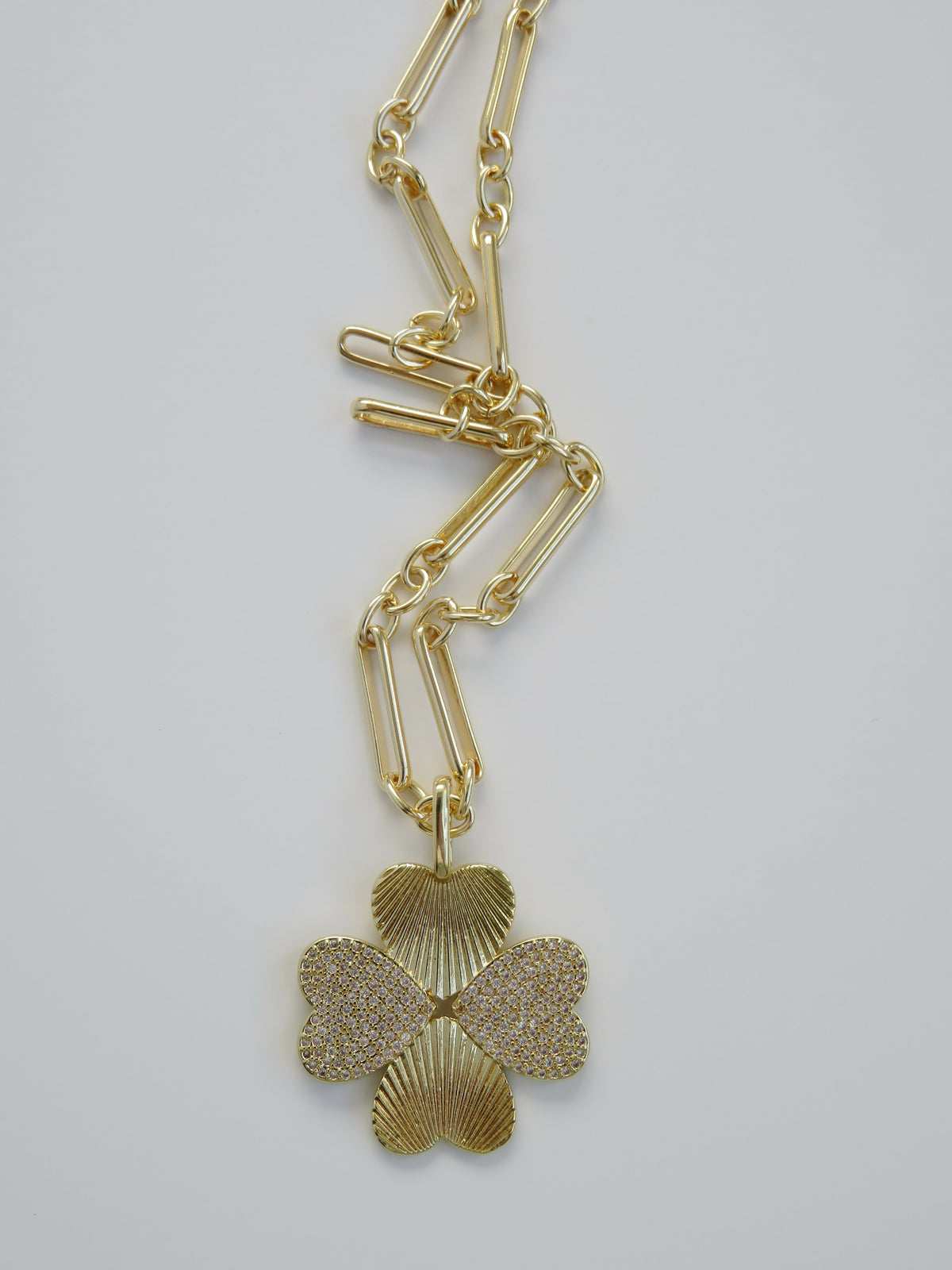 Diamond Heart Clover Charm