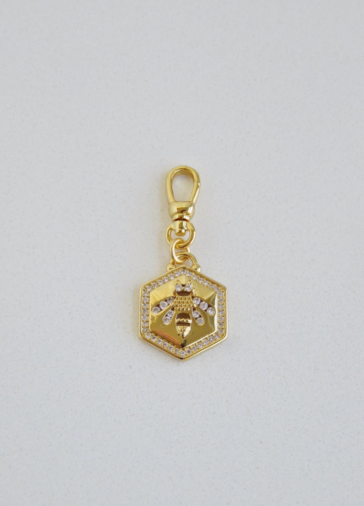 Hexagon Bee Charm with Swivel Clasp