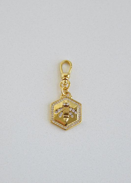 Hexagon Bee Charm with Swivel Clasp
