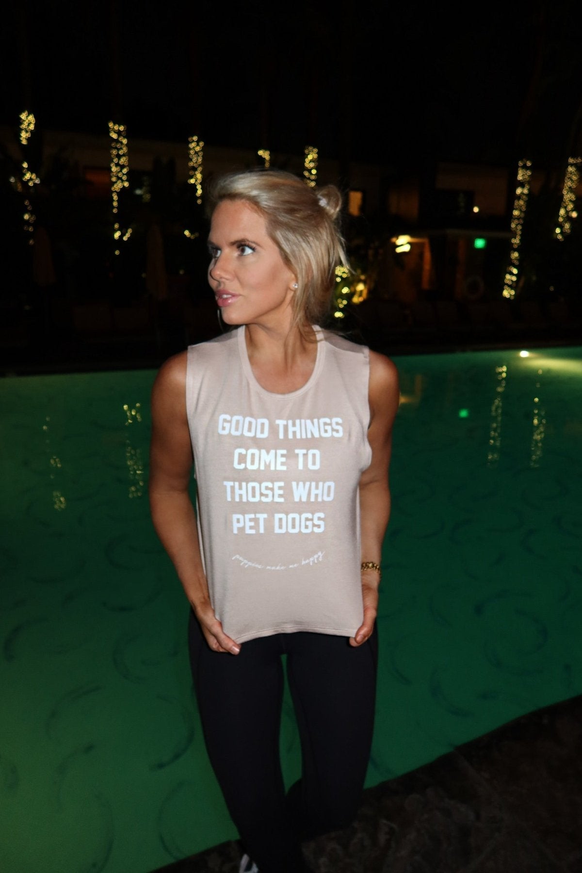 Good Things Come To Those Who Pet Dogs Crop Tank | Soft Made in USA Dog Mom Gift