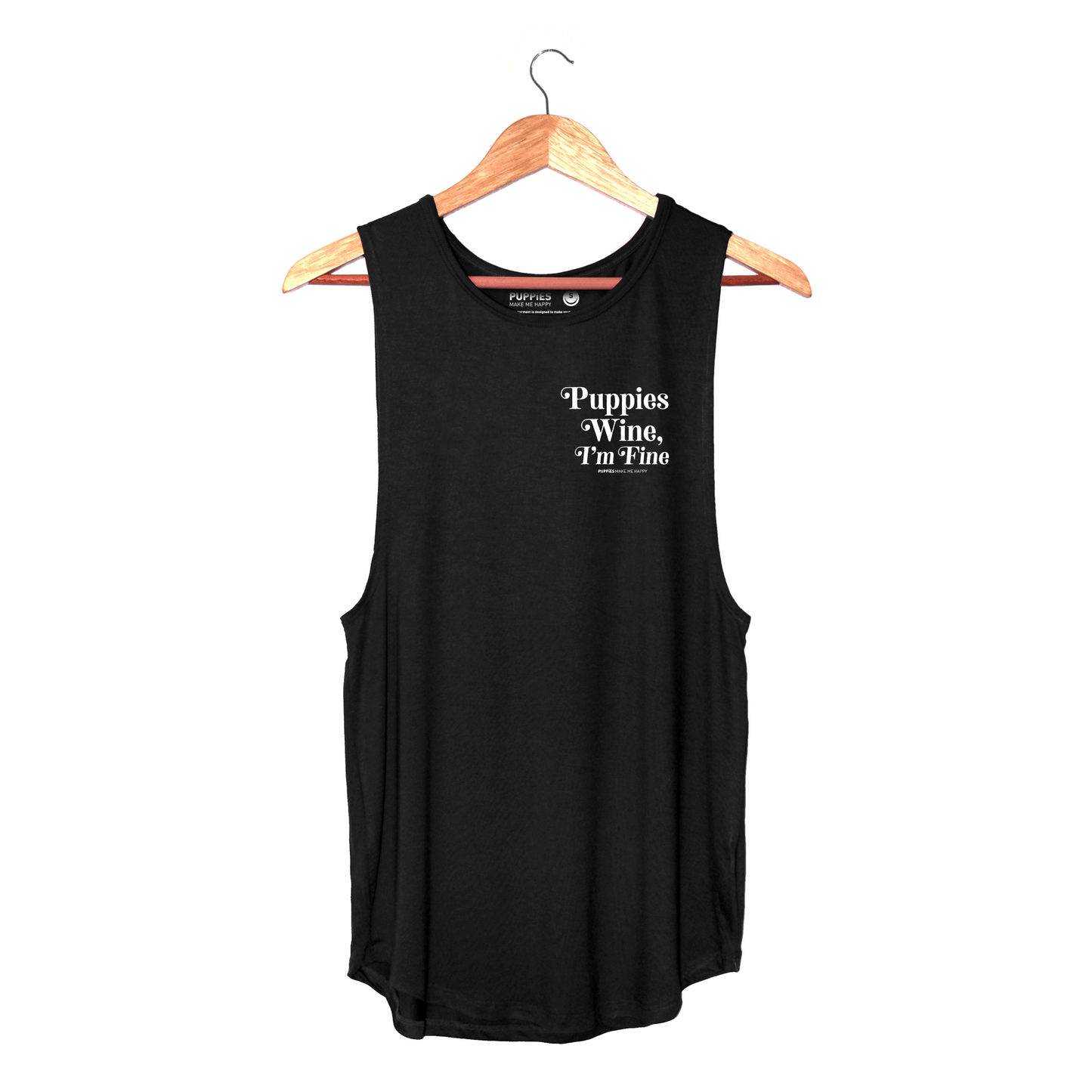 Puppies Wine & I'm Fine 2.0 Women's Sleeveless Tank | Gift for Dog Moms | Handmade in Los Angeles