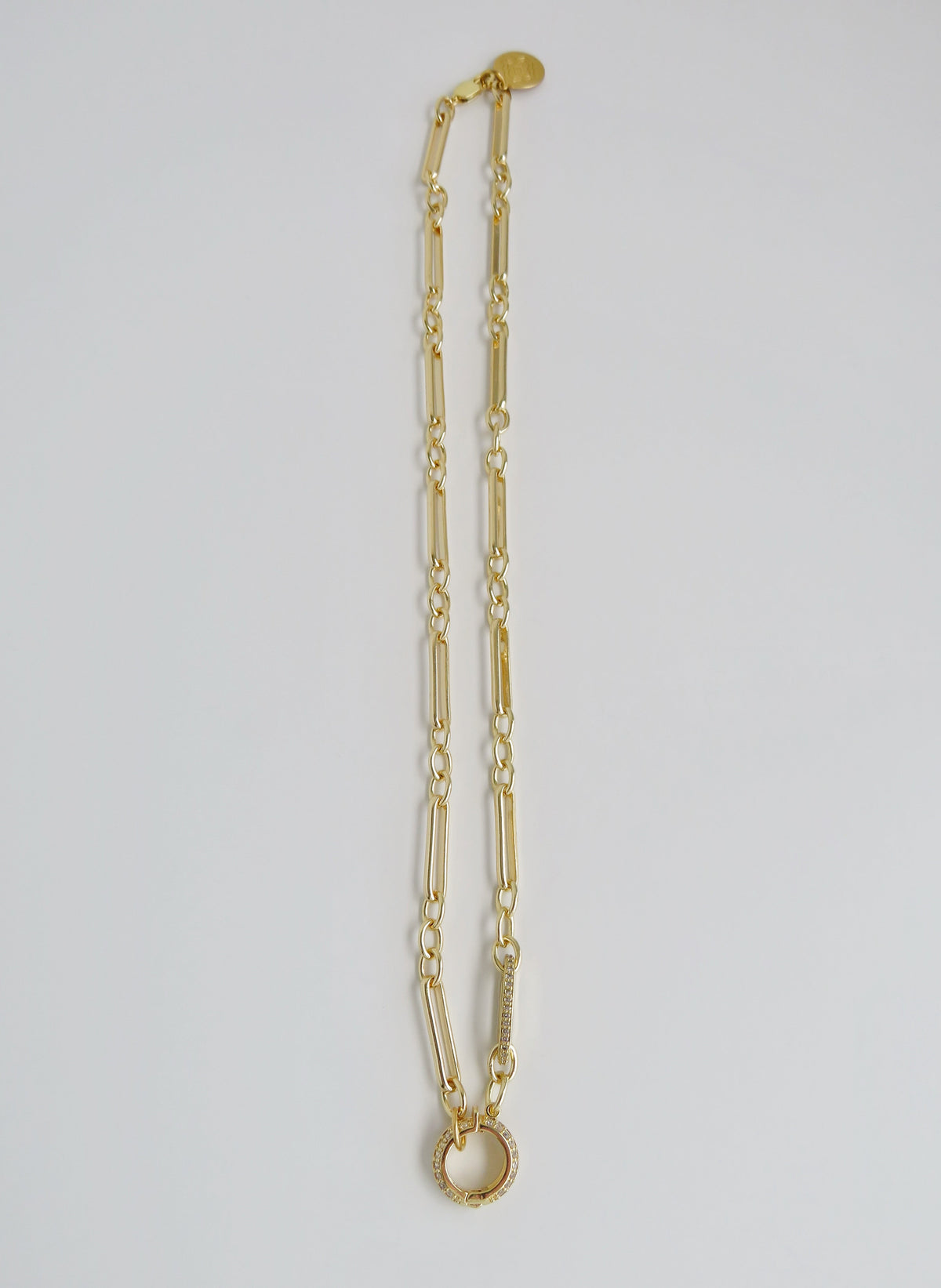 Diamond Figaro Charm Holder Necklace - Clicker Clasp - add charms