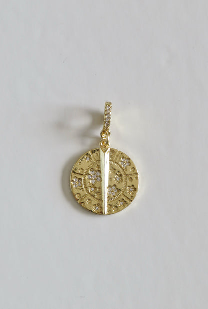 Blossoms with Thorn Sundial Charm on Diamond Hinged Clasp
