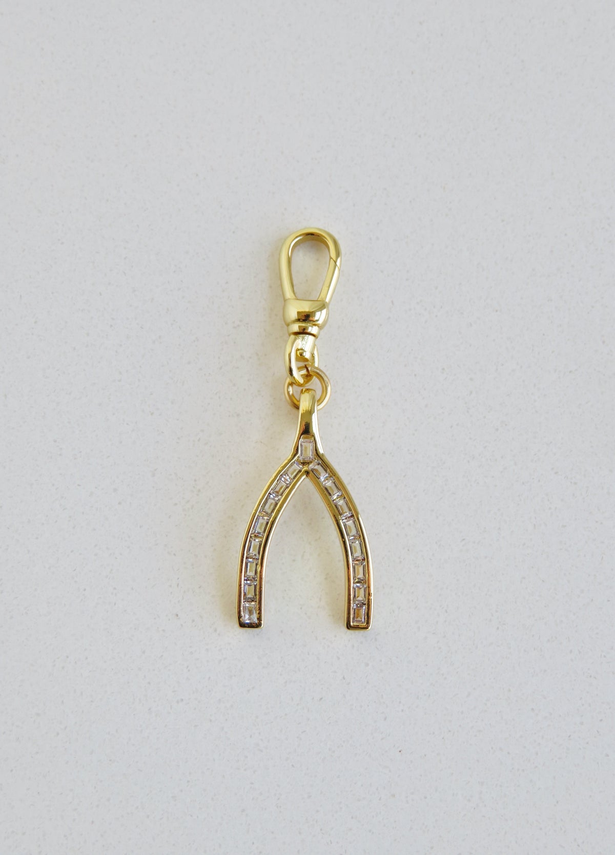 Diamond Wishbone Charm with Swivel Clasp