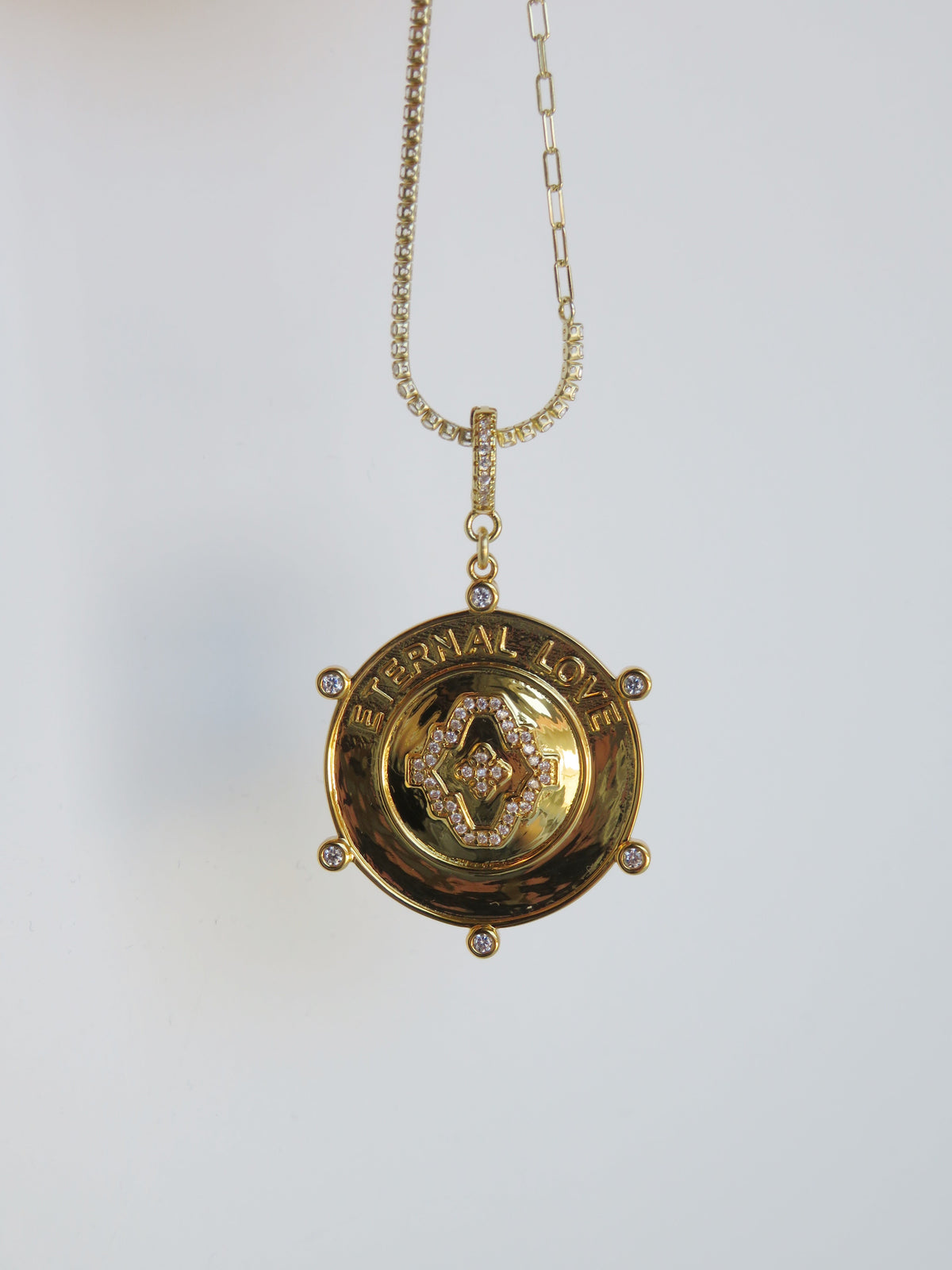 Eternal Love Hinged Clasp Medallion - 14k Gold Plated - trademark design