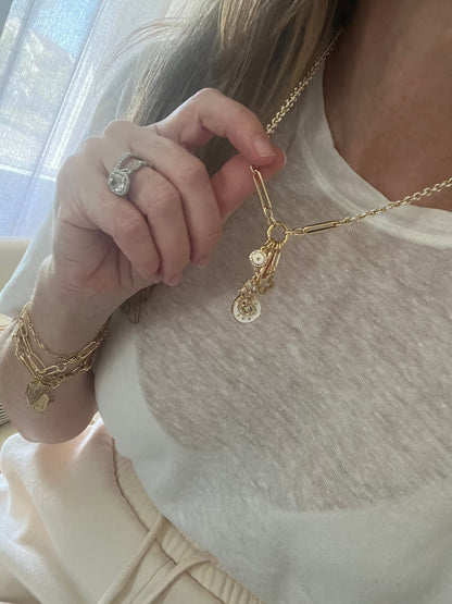 White Oval Link Charm Holder Necklace - Clicker Clasp - add charms