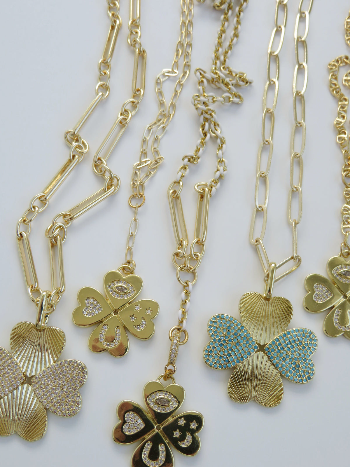 Diamond Heart Clover Charm