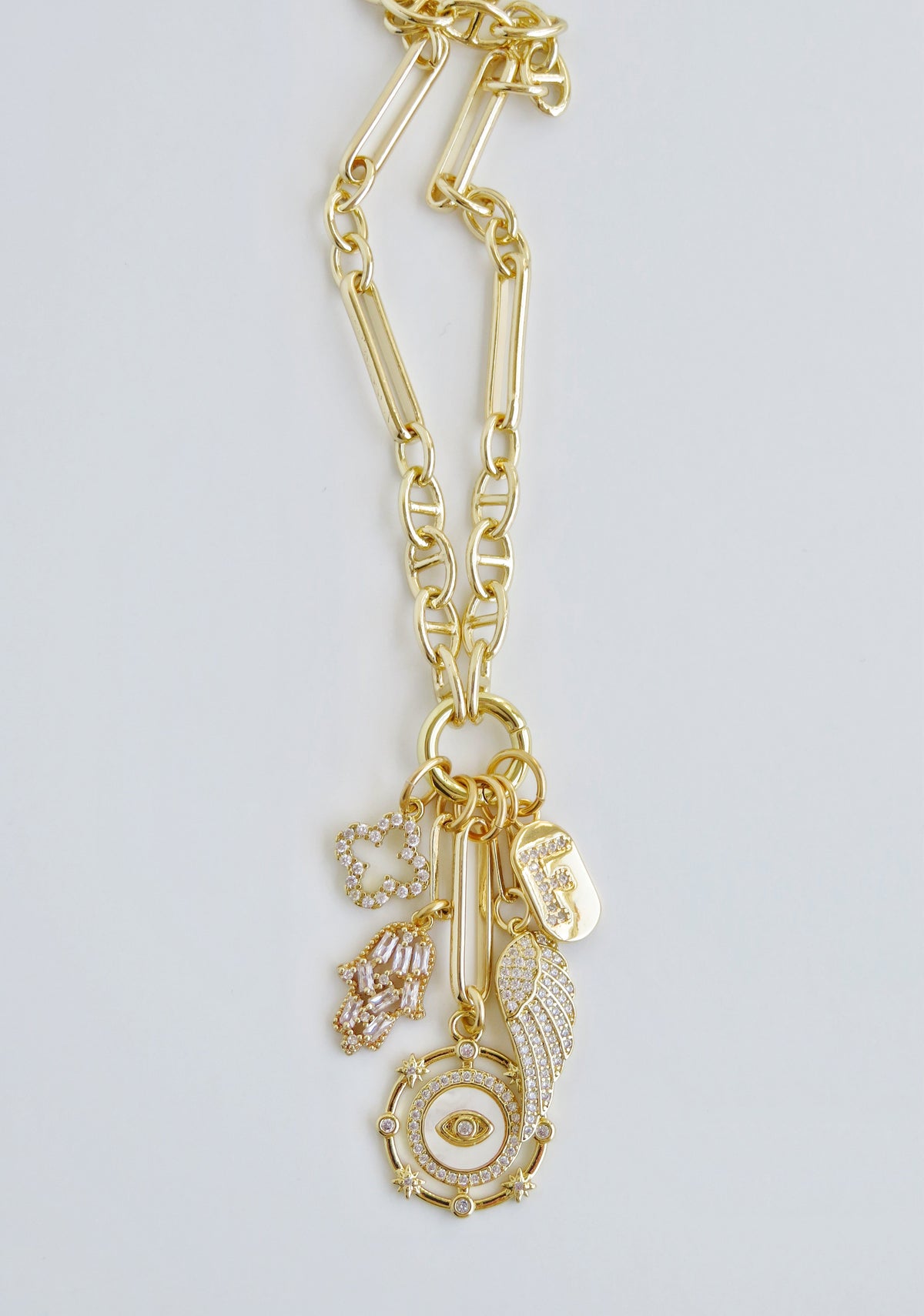 Love & Divine Guidance Charm Cluster Necklace - Sanxenxo Link