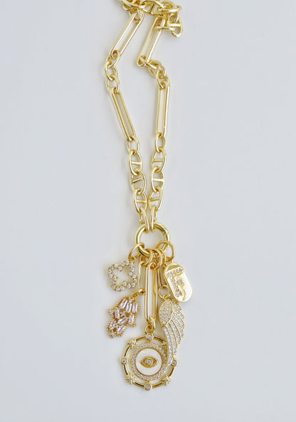 Love & Divine Guidance Charm Cluster Necklace - Sanxenxo Link